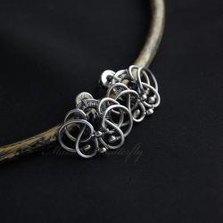 infime,małe,sztyfty,wire-wrapping,srebro - Kolczyki - Biżuteria