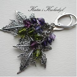 kolczyki srebrne,z liściem,liść - Kolczyki - Biżuteria
