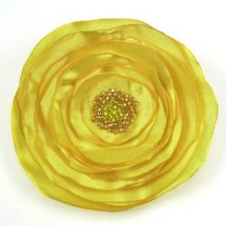 broszka,satyna,kwiat,żółta,Kwiaty Polski - Broszki - Biżuteria