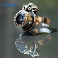 srebrny pieścionek,pierścionek z kamieniem,topaz - Pierścionki - Biżuteria