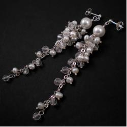 kolczyki,perły,kryształ,swarovski,biżuteria,ślub - Kolczyki - Biżuteria