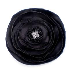 broszka,satyna,kwiat,czarna,Kwiaty Polski - Broszki - Biżuteria
