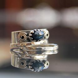srebrne pierścionki,komplet pierścionków,szafir - Pierścionki - Biżuteria