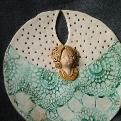 aniołek,turkus,ażur,stróż,ceramika - Ceramika i szkło - Wyposażenie wnętrz