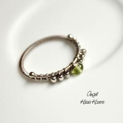 pierścionek,delikatny,zielony,angel - Pierścionki - Biżuteria