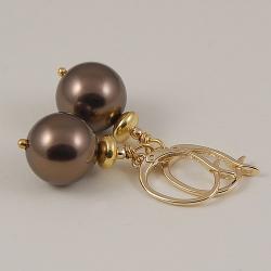 perełka seashell w kolorze brązowym - Kolczyki - Biżuteria