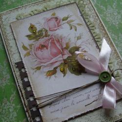 romantyczna kartka,róża,vintage - Kartki okolicznościowe - Akcesoria