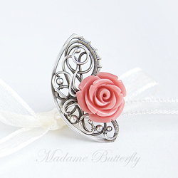 okazały,róża,wire-wrapping,oksydowany,pierścionek - Pierścionki - Biżuteria