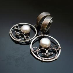 misterne,drobne,wiktoriański,wire-wrapping,srebro - Kolczyki - Biżuteria