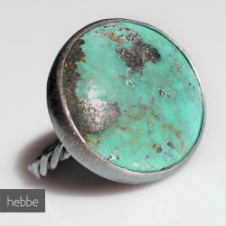hebbe,pierścionek z turkusem,antyczny, - Pierścionki - Biżuteria