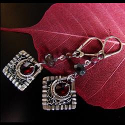 srebro,czerwony,wire - wrapping,wyraziste - Kolczyki - Biżuteria