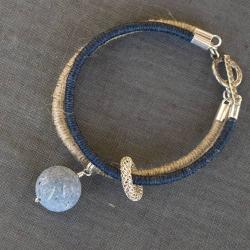 oryginalna bransoletka z korala i lnu - Bransoletki - Biżuteria