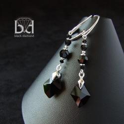 czarne kolczyki z kryształami Swarovski - Kolczyki - Biżuteria