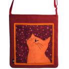 Na ramię torba,pojemna,kot,czerwony,gwiazdy,pomarańcz