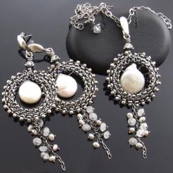 wire wrapping,ekskluzywny,z perłami - Komplety - Biżuteria
