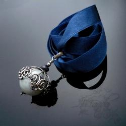 misterny,czapeczka,wire-wrapping,koronka,wisior - Naszyjniki - Biżuteria