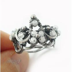 srebro,biały,pierścion,awangardowy,asymetryczny - Pierścionki - Biżuteria