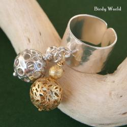pierścionek w srebro złotej tonacji - Pierścionki - Biżuteria