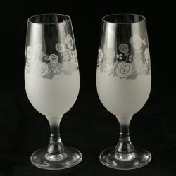 romantyczne kieliszki do szampana,z różami - Ceramika i szkło - Wyposażenie wnętrz