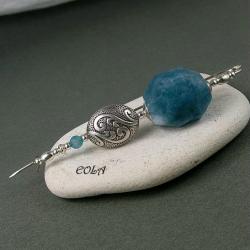 srebrna broszka z kwarcem niebieskim - Broszki - Biżuteria