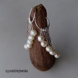 kolczyki z perłami,wiszące kolczyki z perłami - Kolczyki - Biżuteria