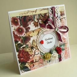 romantyczna,życzenia,kwiaty,Dzień Babci,róże - Kartki okolicznościowe - Akcesoria