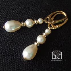 złocone srebro: kolczyki z perłami swarovski - Kolczyki - Biżuteria