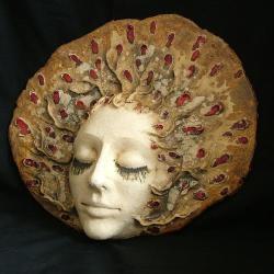 twarz,maska,czerwień,kobieta,ceramika - Ceramika i szkło - Wyposażenie wnętrz
