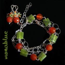 pomarańczowy,romantyczny,kolorowy,zielony - Komplety - Biżuteria