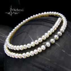 naszyjnik z perłami,nehesi,srebrne,oksydowane - Naszyjniki - Biżuteria