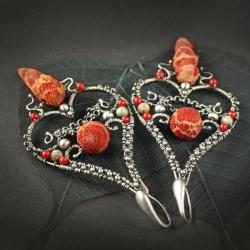 koral czerwony,kolczyki,orientalne,eleganckie - Kolczyki - Biżuteria