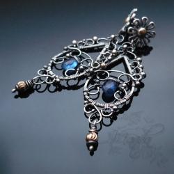 misterne,srebro,koronka,sztyfty,wire-wrapping - Kolczyki - Biżuteria