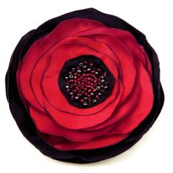 broszka,satyna,kwiat,czarna,czerwona, - Broszki - Biżuteria
