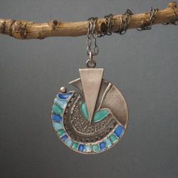 unikatowy medalion,srebro 999,kolorowy - Wisiory - Biżuteria