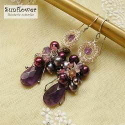 kolczyki,fioletowe gronka,kiście,krople,perły - Kolczyki - Biżuteria