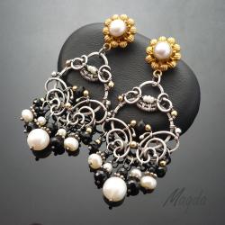 sztyfty,złoto,srebro,czarny,biały,wire-wrapping - Kolczyki - Biżuteria