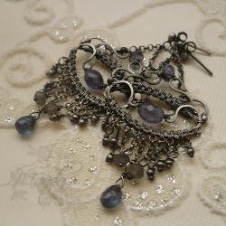 misterne,wiszące,szlachetne kolczyki,wire-wrapping - Kolczyki - Biżuteria