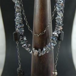perły keshi,turmalin,srebro - Naszyjniki - Biżuteria