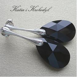 eleganckie czarne kolczyki swarovski,jet - Kolczyki - Biżuteria