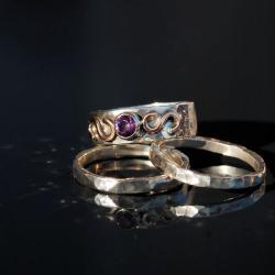 komplet pierścionków,pierścionek z ametystem - Pierścionki - Biżuteria