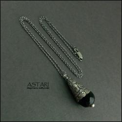 srebrny,orientalny naszyjnik,oksydowany,elegancki - Naszyjniki - Biżuteria